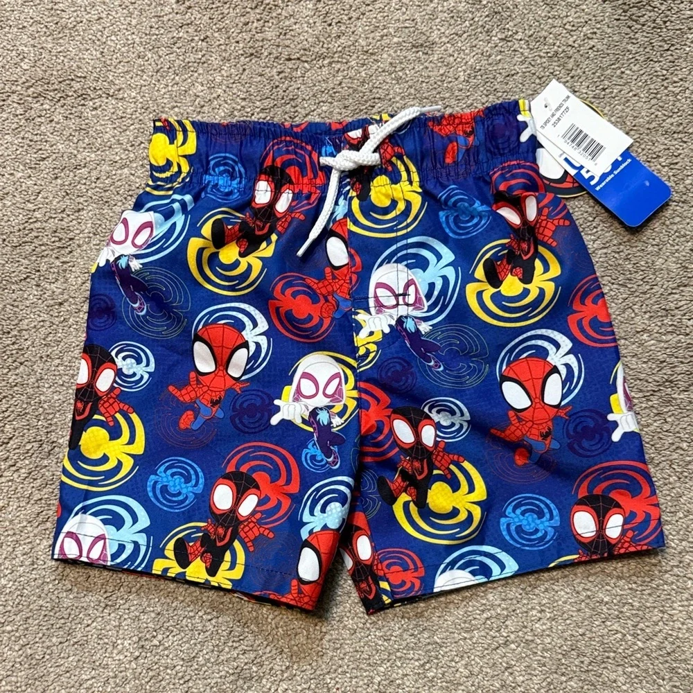 Spidey And His Amazing Friends Blue Swim Trunks Size 3T